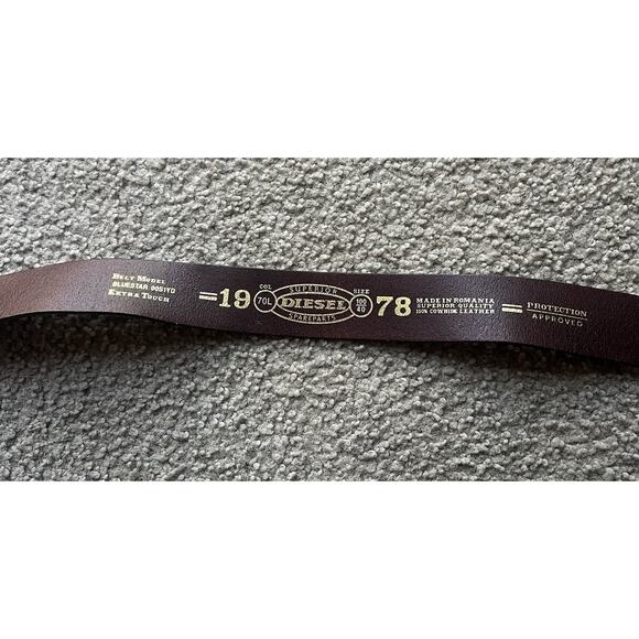 Diesel Men’s Leather Belt Brown 100% Cowhide Made in Romania Size 100/40 - Picture 3 of 8